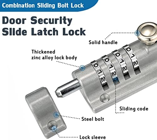 VRESOURCING Combination Door Slide Latch Lock with 4 Digit Pin Code