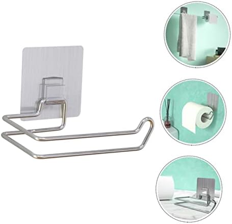 1pc Wall Mounted Roll Holder Chrome Stainless Steel Bathroom Storage Stand