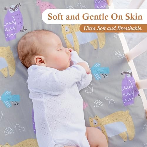 Moonybaby Organic Crib Sheet with Animal Print