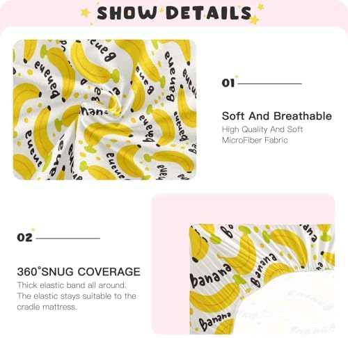 Gbjiemia Banana Crib Sheets for Baby Boys Girls