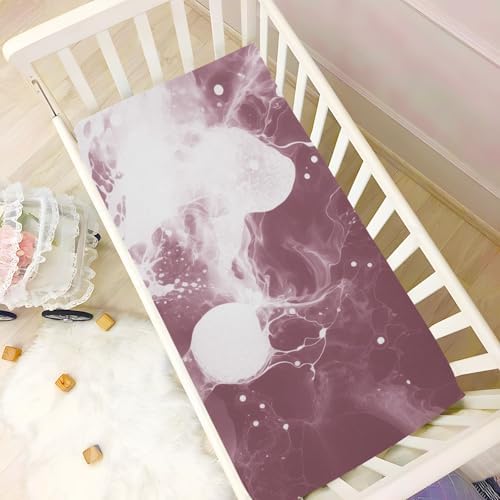 FASHONFASCIN Crib Sheets Soft Fitted Bassinet Sheets with Ink Design