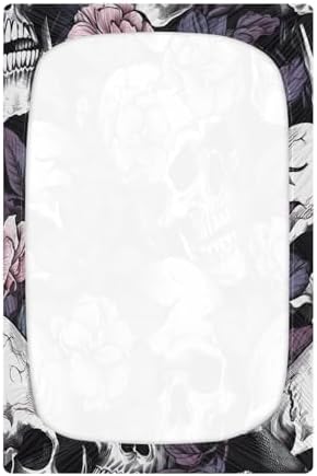 Jihqo White Skull Violet Flower Crib Sheets