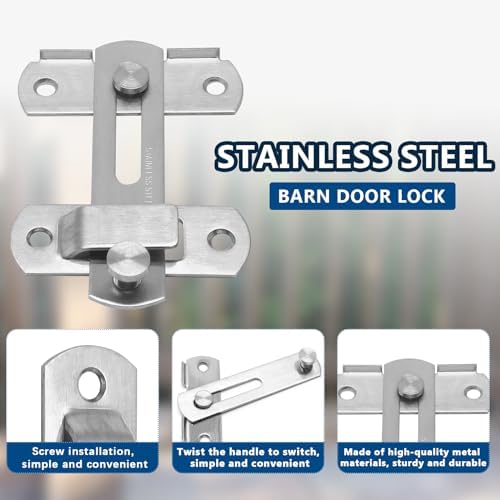 Seimneire Sliding Barn Door Lock with 180 Degree Rotation