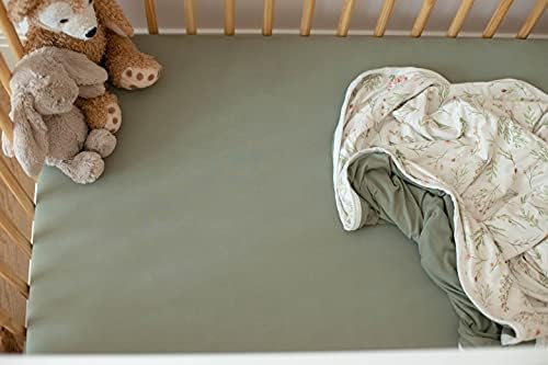 Pobibaby Ultra-Soft Sage Green Crib Sheet