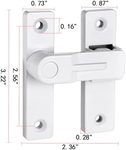 INIRET 180 Degree Flip Latch White Finish Zinc Alloy Barn Door Lock