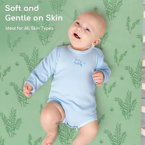 Yukkidds Pack and Play Sheets 2 Pack Green Elephant