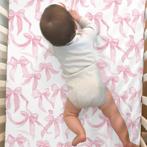 Pink Valentines Bows Crib Sheets 2 Pack
