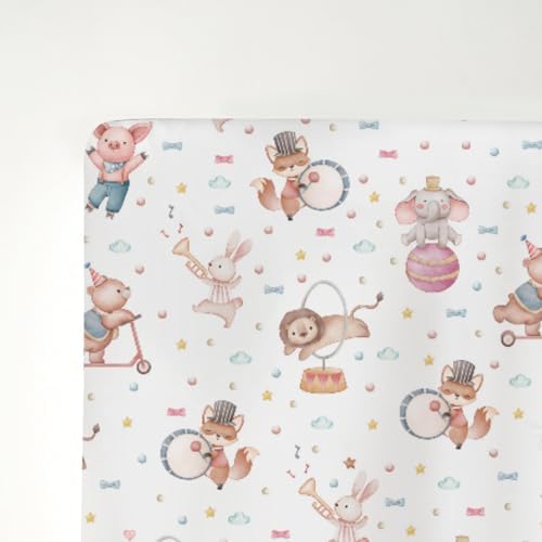 Watercolor Circus Animals Crib Sheets 52x28