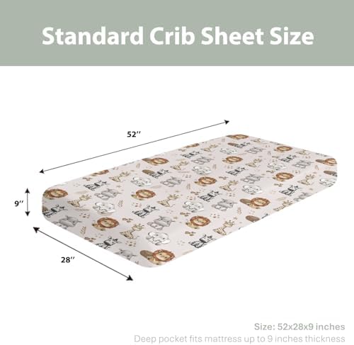 African Safari Animals Crib Sheets for Boy Girl 52x28