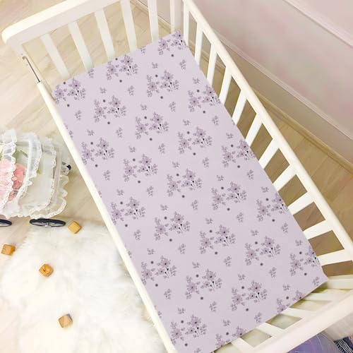 Soft Purple Flower Crib Sheets for Boys Girls
