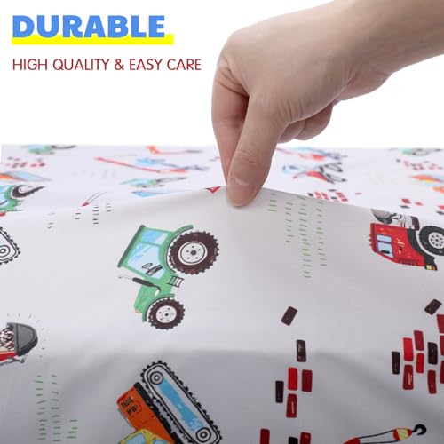 VitalCozy 4 Pcs Construction Truck Crib Sheet Set