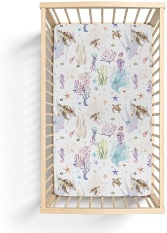 Retro Sea Animals Baby Crib Sheets 52x28 1