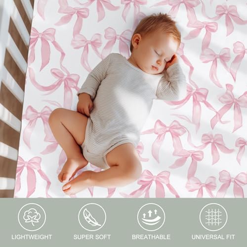 Pink Valentines Bows Crib Sheets 2 Pack