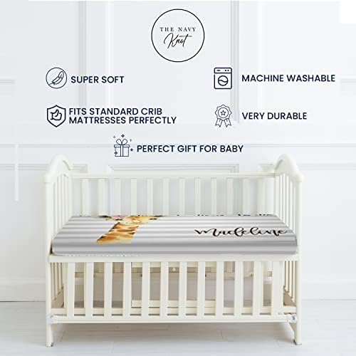 The Navy Knot Personalized Crib Sheet for Baby Boy Giraffe