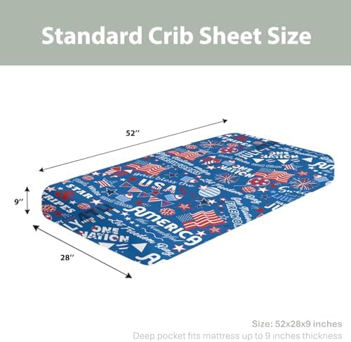 Blue Patriotic 4th of July Quote Crib Sheets