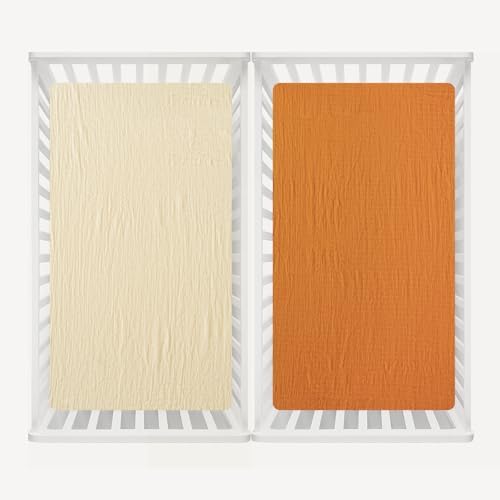 Davids Kids Muslin Crib Sheets 2 Pack Beige Ginger