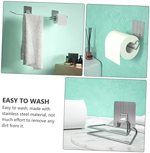 1pc Wall Mounted Roll Holder Chrome Stainless Steel Bathroom Storage Stand