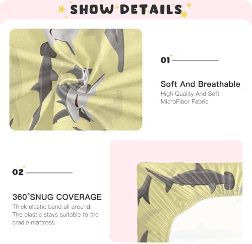 Gbjiemia Great Hammerhead Crib Sheets for Baby Boys and Girls