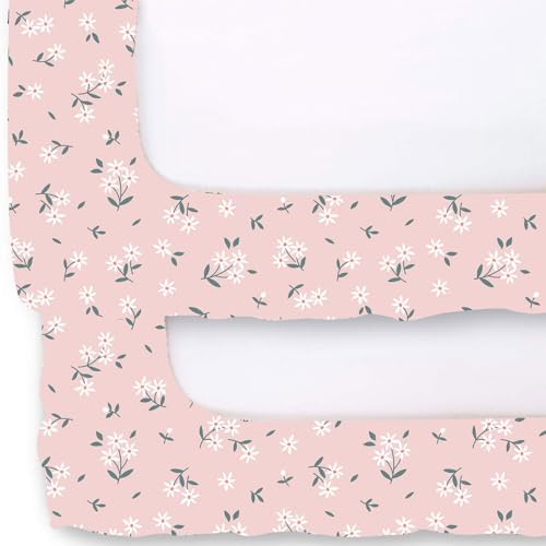 Plxthrk Crib Sheets Pink Daisy Flower 28x52x8