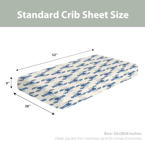 Blue Lobster Baby Crib Sheets 52x28 Nautical Design