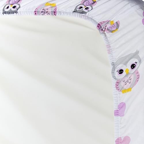 2 Pack N Play Mattress Sheets - Soft Percale Cotton with OwlHeart Designs