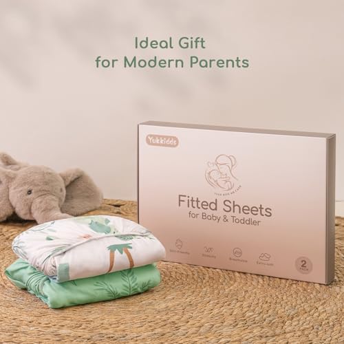Yukkidds Pack and Play Sheets 2 Pack Green Elephant