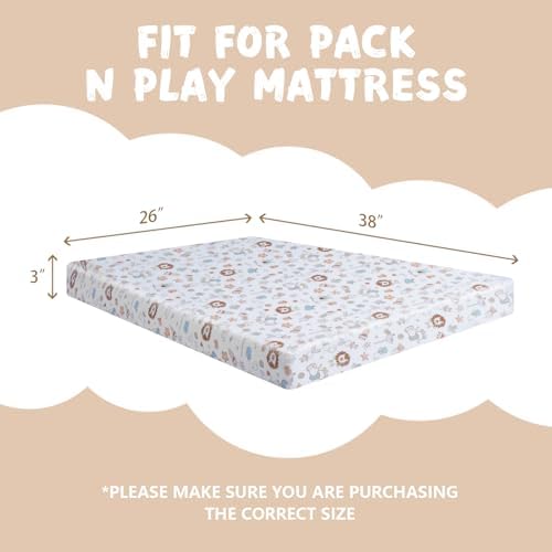 NEKSUN Mini Crib Sheet with Animals Print