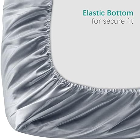 Biloban Satin Crib Sheets 2 Pack Grey Navy Ultra Soft Preshrunk