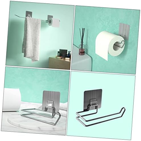 1pc Wall Mounted Roll Holder Chrome Stainless Steel Bathroom Storage Stand