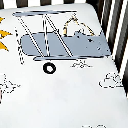 JumpOff Jo Fitted Crib Sheet - Super Soft 100 Cotton Take Flight