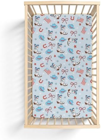 ZoUbqchY July 4th Cowboy Crib Sheets 52x28