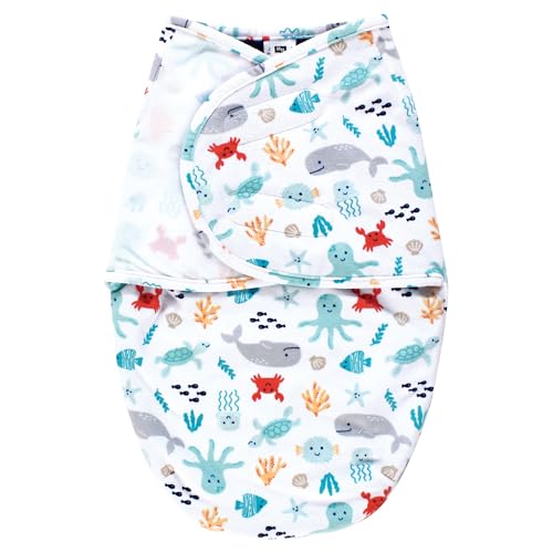 Hudson Baby Infant Boy Plush Swaddle Wrap - Sea Characters 0-3 Months