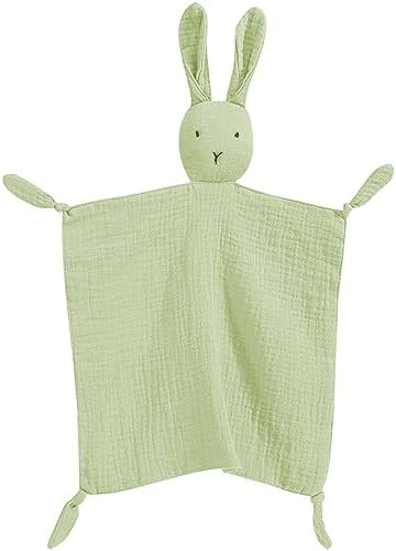 Organic Cotton Muslin Lovey Blanket with Bunny Design 1