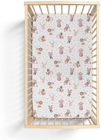 Watercolor Circus Animals Crib Sheets 52x28