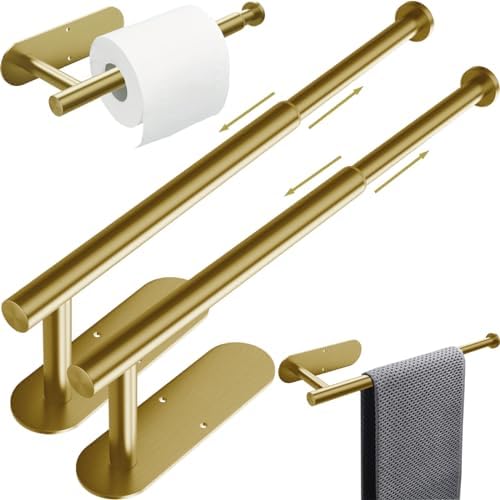 DGYB Gold Self Adhesive Toilet Paper Holder Wall Mount 2 Pcs
