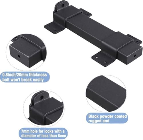 Moynagh Slide Gate Latch Heavy Duty Black Metal Lock with Padlock Hole
