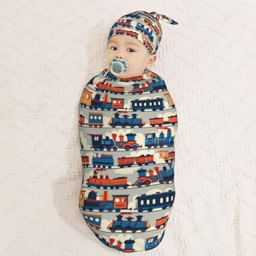 Muishi Funny Cartoon Steam Train Baby Swaddle Blanket Set
