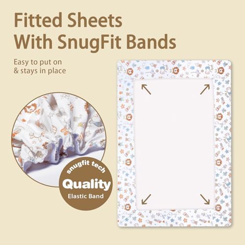 NEKSUN Mini Crib Sheet with Animals Print