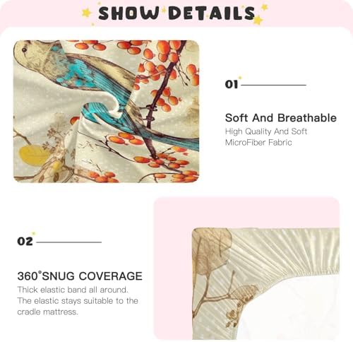 Jihqo Beautiful Forest Bird Crib Sheets Pack N Play