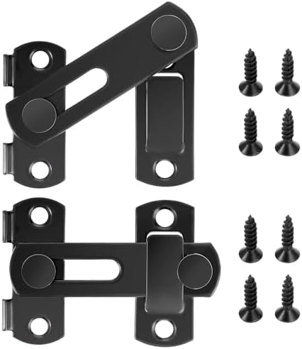 2 Pcs Barn Door Lock in Matte Black