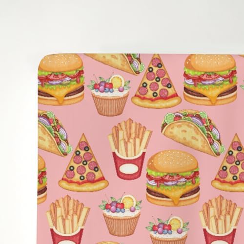 Fun Burger Pizza Crib Sheet 52x28 Fitted Set