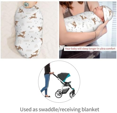 Muishi Cute Deer Swaddle Blanket Hat Set