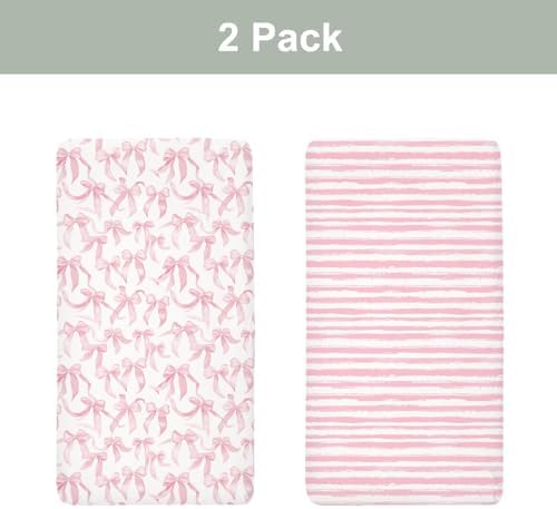 Pink Valentines Bows Crib Sheets 2 Pack