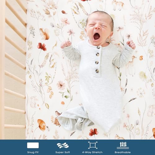 GRSSDER Ultra Soft Stretch Crib Sheets Set 2 Pack