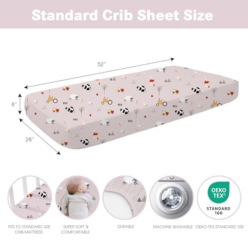 Plushii 4 Pack Fitted Crib Sheets with Pink Sheep Design