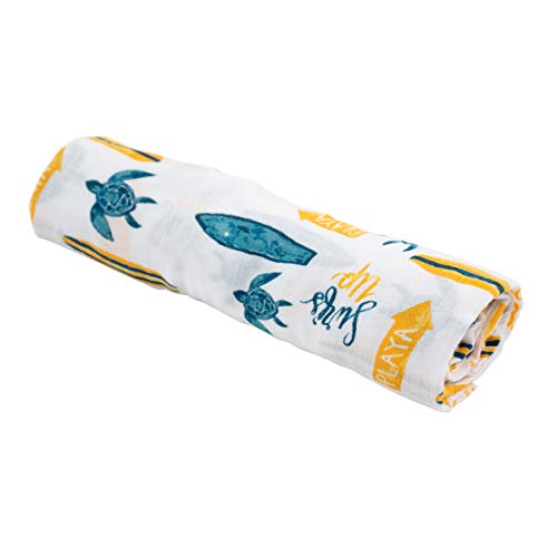 Bebe au Lait Oh So Soft Muslin Swaddle Blanket - Surf Design