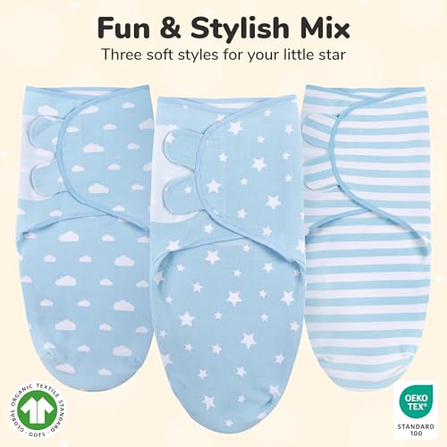 Mama Cheetah Organic Swaddle Sack 3-Pack Blue