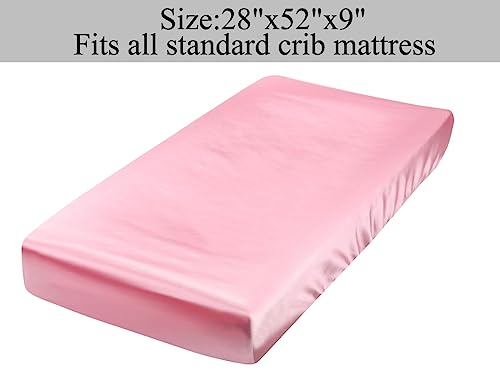 Tcmyyund Satin Crib Sheet Set 2 Pack Ultra Soft Silk Grey Pink