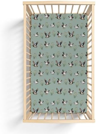 Green Mallard Ducks Crib Sheets 52x28 Inches Fitted Mattress Cover
