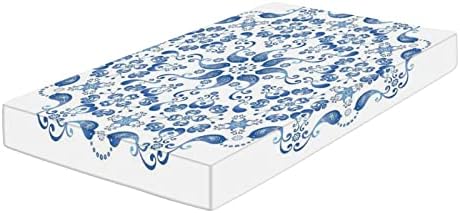 XISUNYA Mandala Crib Sheet Set Blue White 1